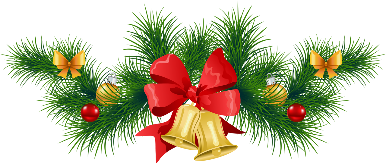 Transparent christmas pine garland with bells clipart 0