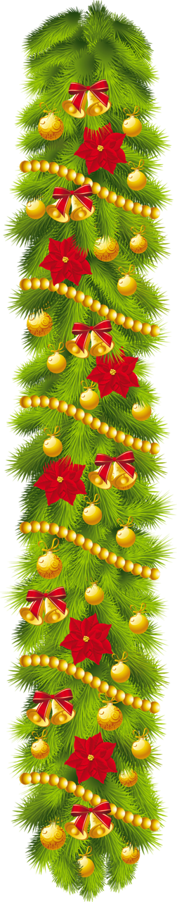 Transparent christmas pine garland with ornaments clipart 0