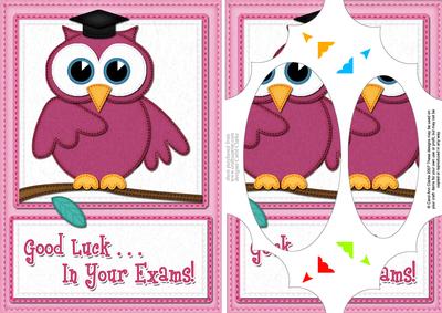 A5 wise owl exam good luck felties scallop corners and pyram clip art