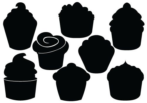 Delicious cupcake silhouette vector for celebration silhouette clip art