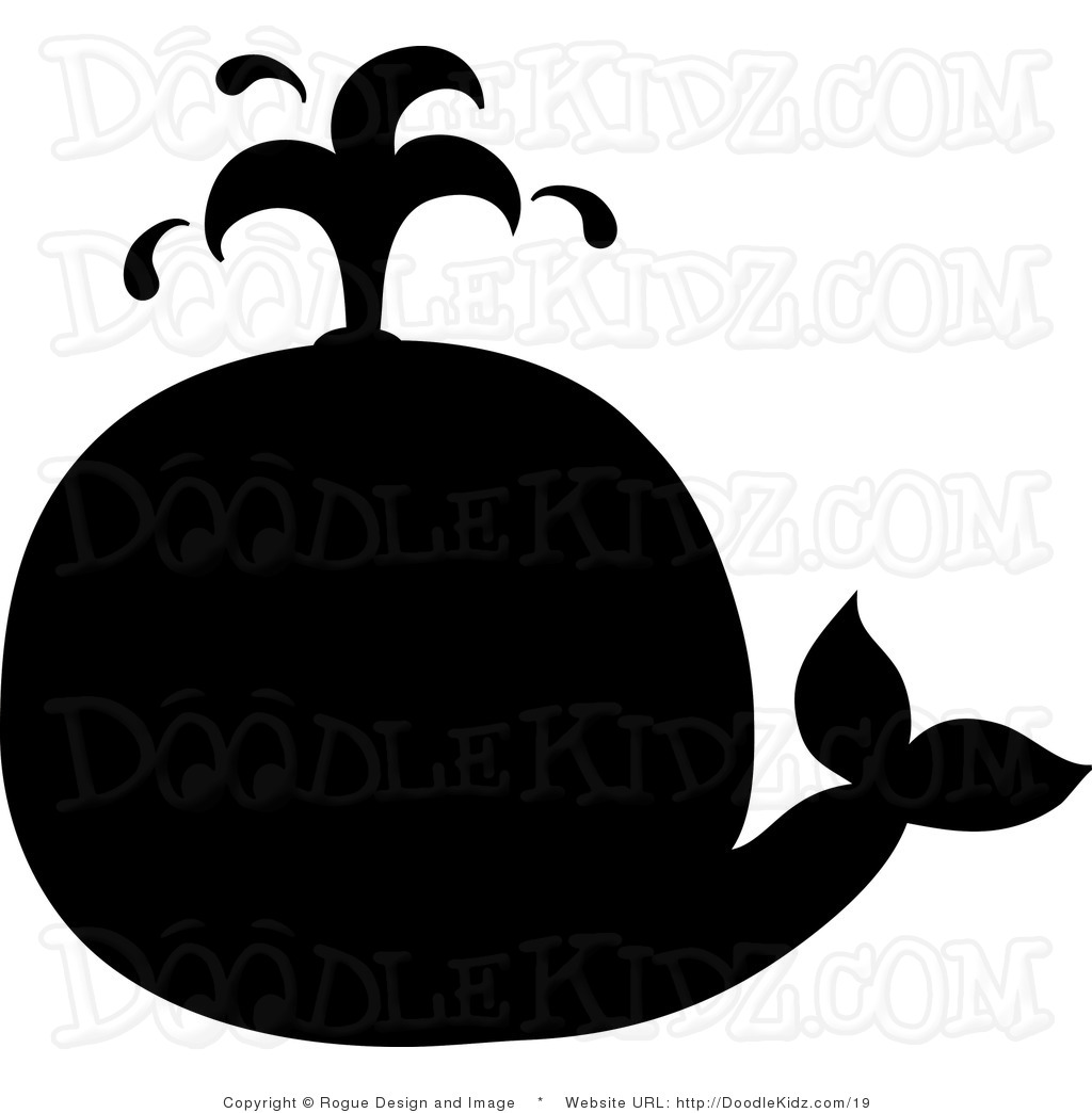 Silhouette doodle clipart clip art illustration of a whale blowing water