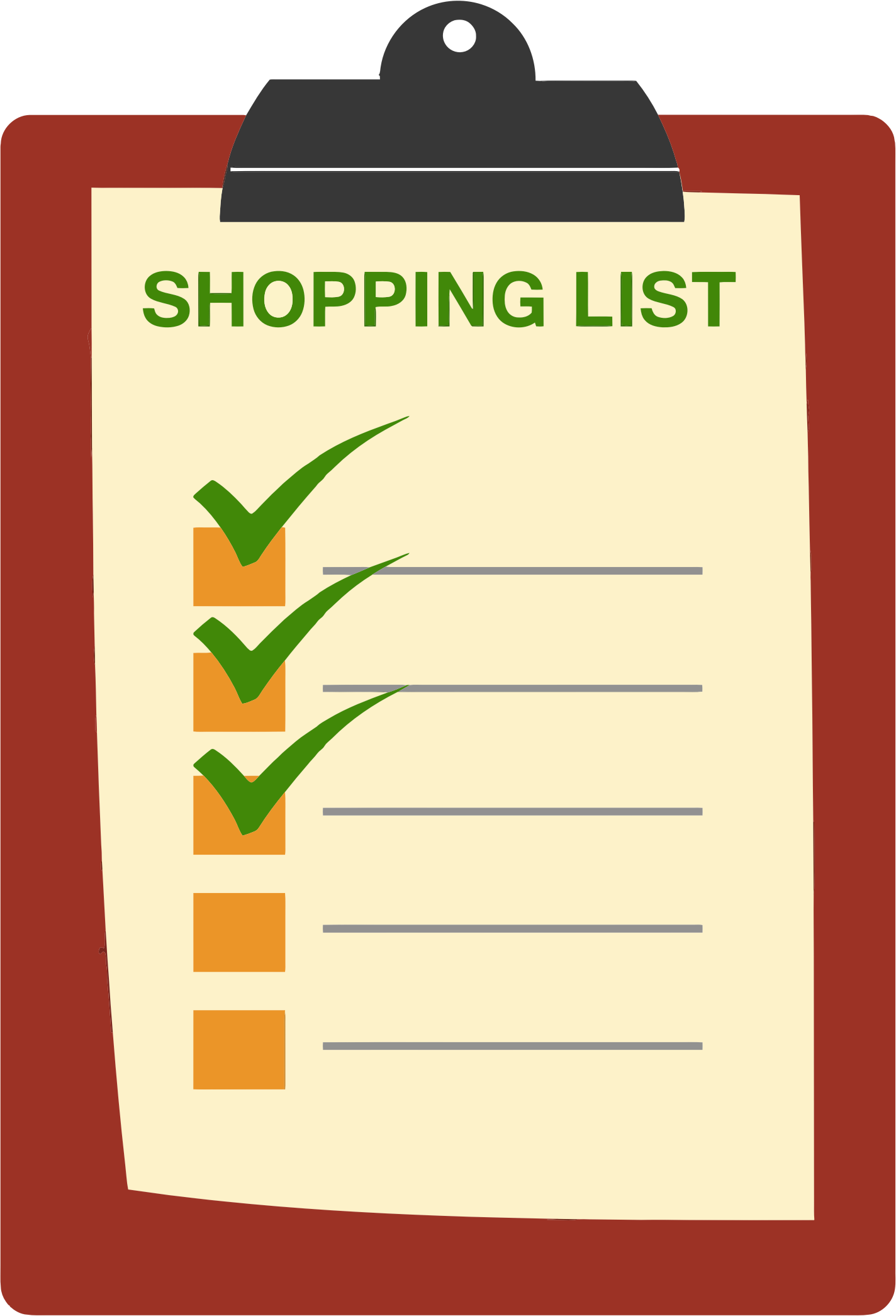 Clipart shopping list clipboard