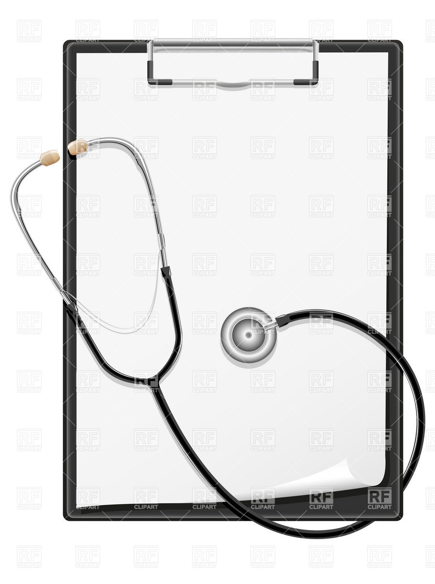 Clipboard and stethoscope medical examination healthcare