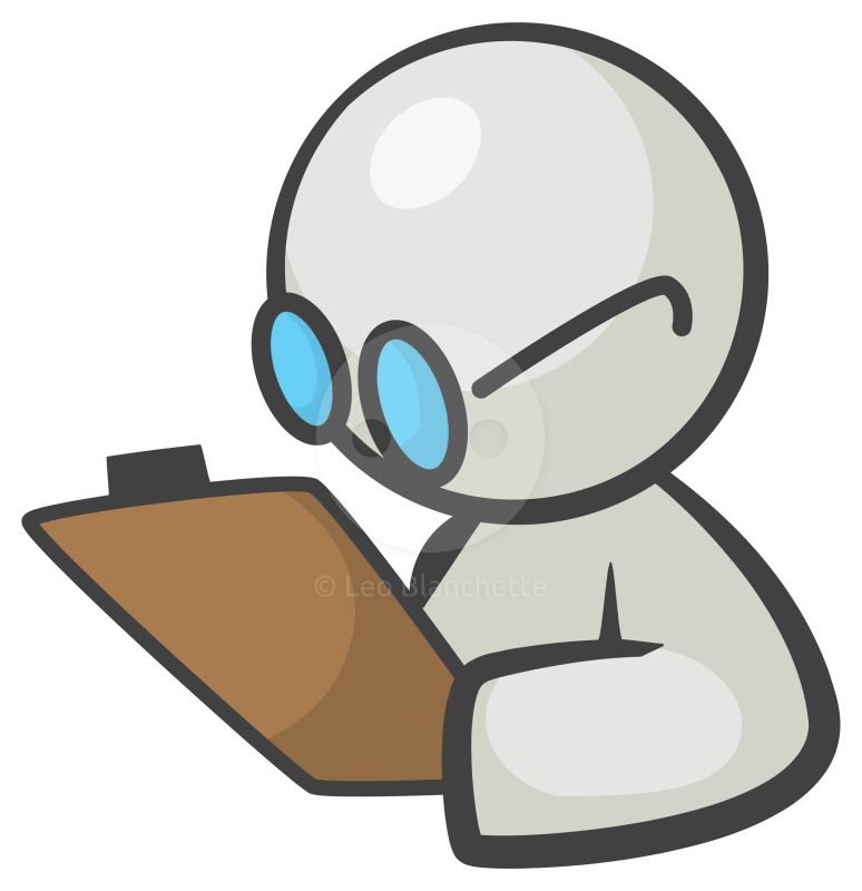 Illustration of man with clipboard taking notes clip art
