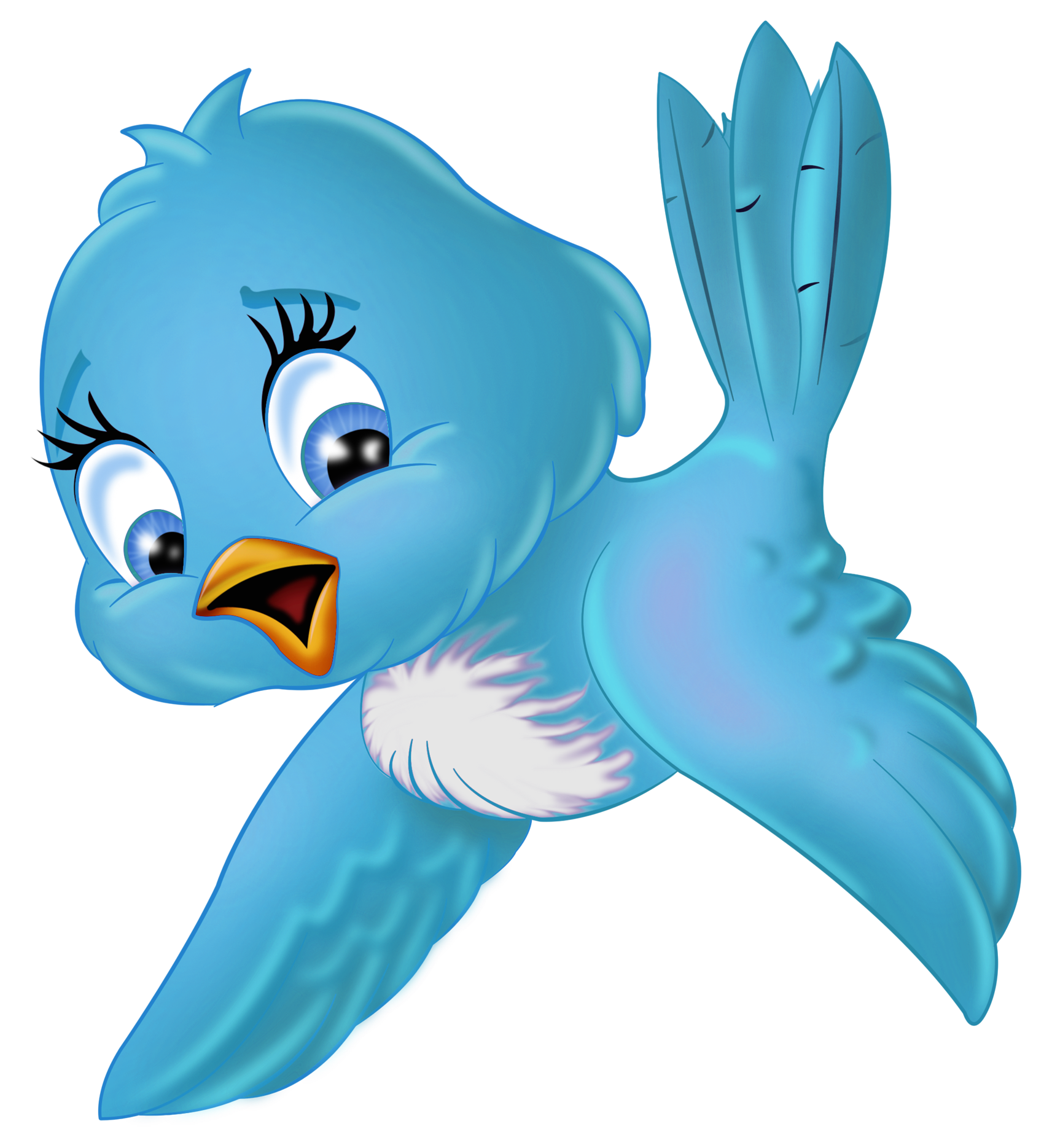 Large blue bird cartoon clipart