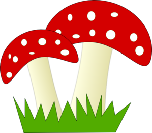 Red and white dotted mushrooms clip art vector clip art