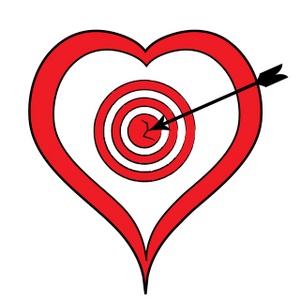 Love clipart image heart with a bullseye