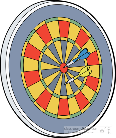 Recreation dartboard with dart on bullseye clipart