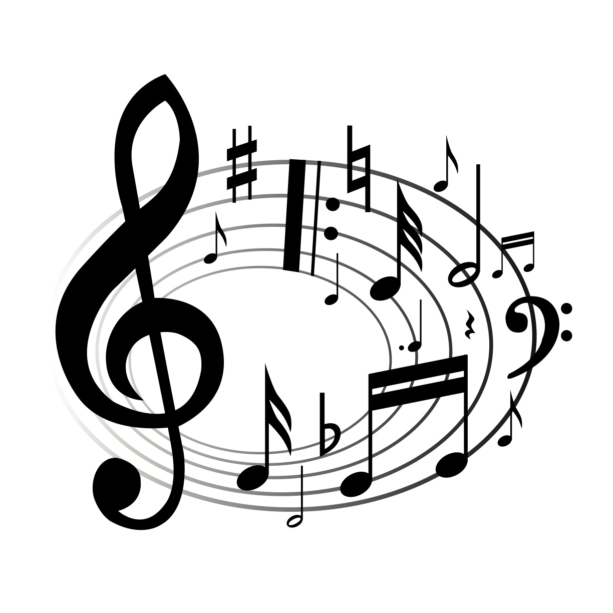 Musical music notes clipart black and white free clipart