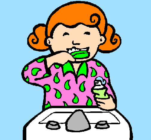 Brush teeth cartoon girl brushing her teeth images clipart