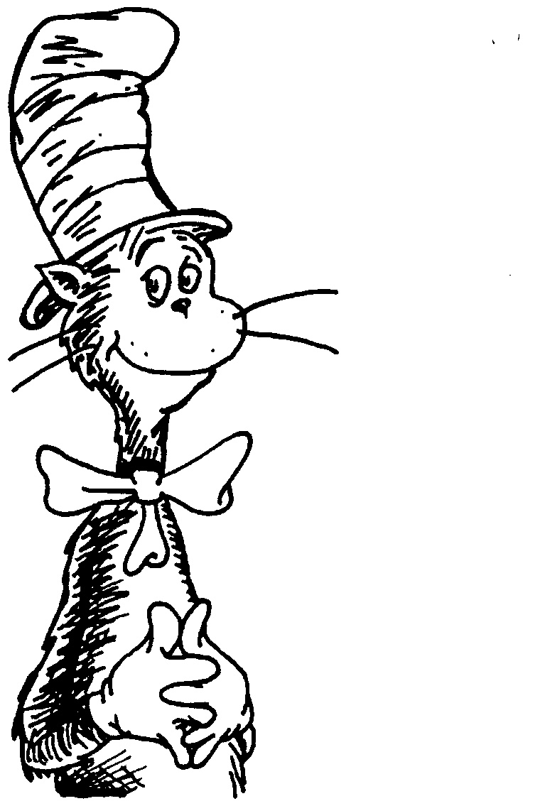 Cat in the hat black and white clipart