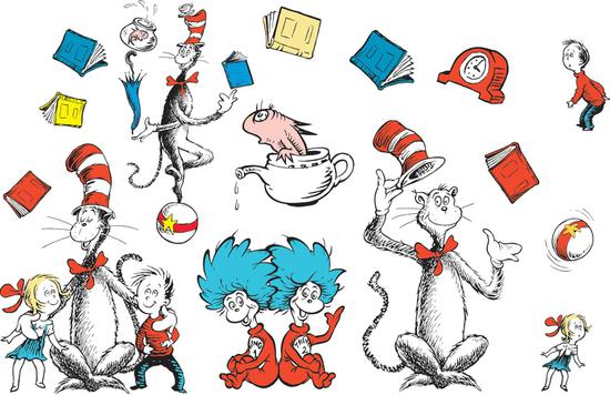 Cat in the hat let your imagination take you there dr seuss reading bulletin clip art
