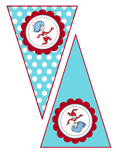 Cat in the hat pennants printable clipart