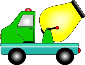 Dump truck cement mixer clipart image cartoon drawing of a cement mixer truck