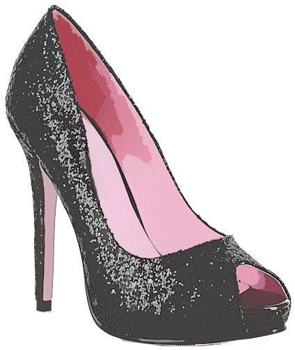 Glittery sparkly black high heel womans shoe clip art digital