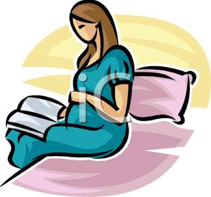 Pregnancy a pregnant woman reading a book clip art