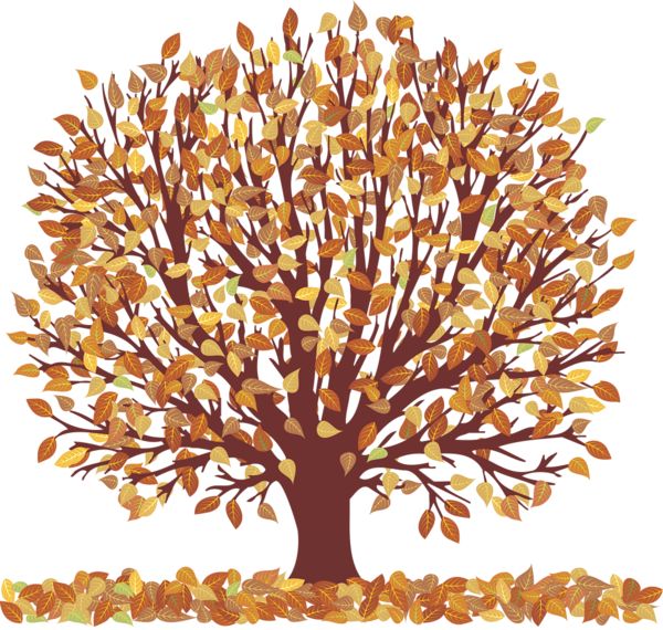 Autumn tree with falling leaves transparent picture tree art clip art
