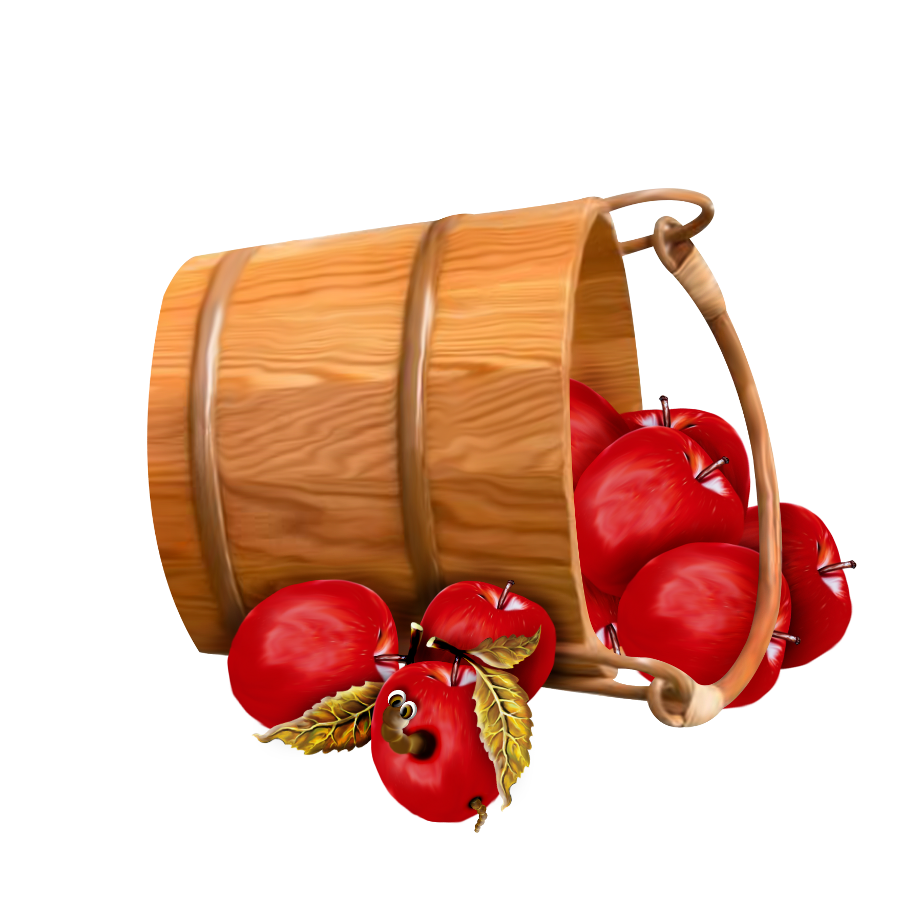 Bucket with apples transparent clipart 0