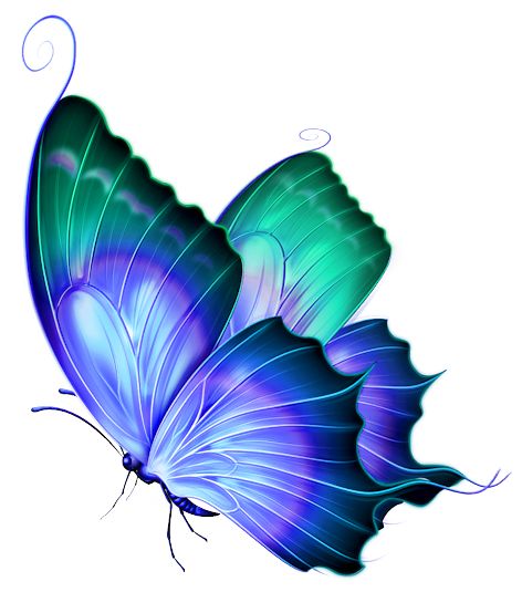 Transparent blue and green deco butterfly clipart painting