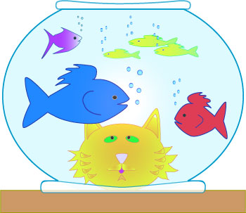Cat and fish in fish bowl clip art a free graphic from pets and