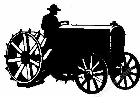 Early iron wheel tractor farming clip art
