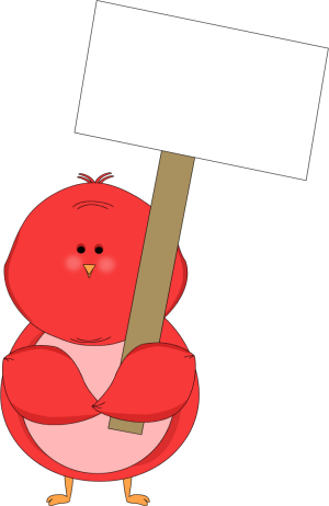 Red bird holding a blank sign clip art red bird holding a blank