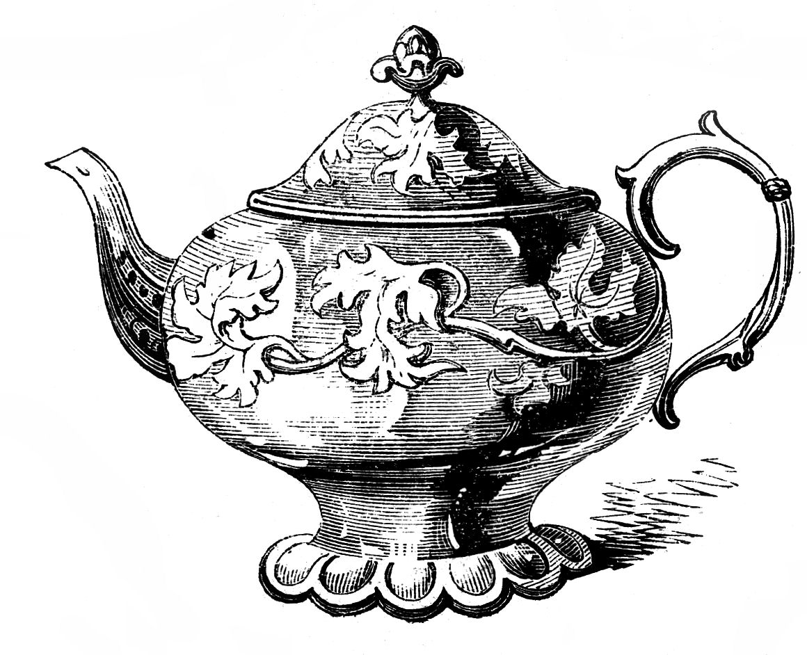 Free vintage clip art 2 ornate teapots the graphics fairy 2