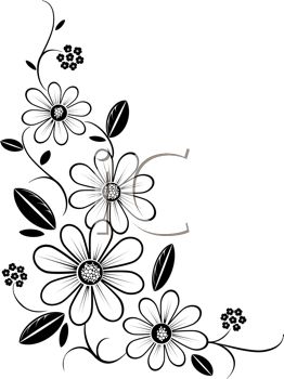 Black and white flower border clipart free