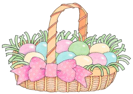 Easter basket with pink ribbon clipart 0