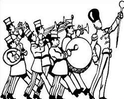 School band black and white clipart