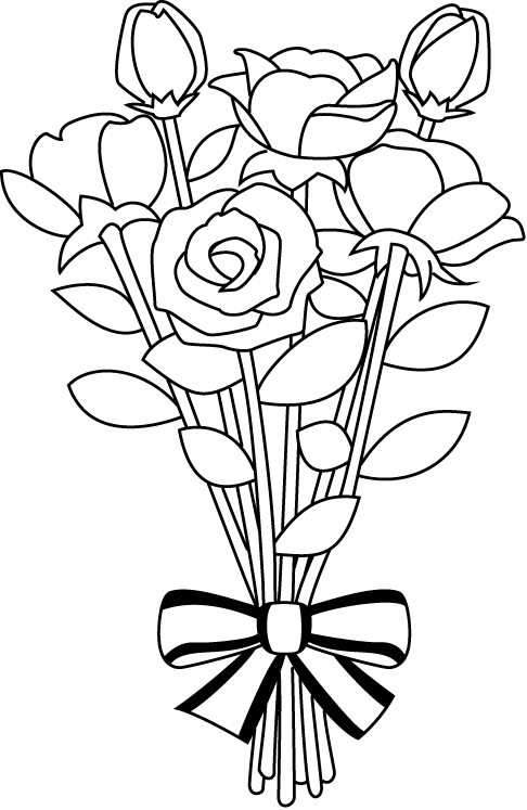 Black and white flower bouquet clipart black and white flower