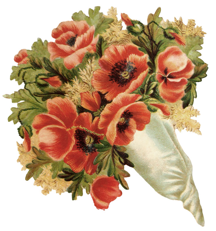 Victorian poppy flower bouquet clip art vintage fangirl