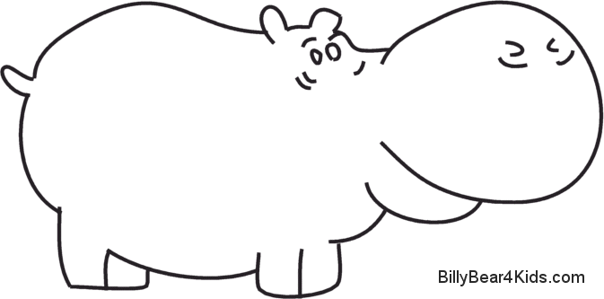 Free coloring pages of drawings of hippo clipart