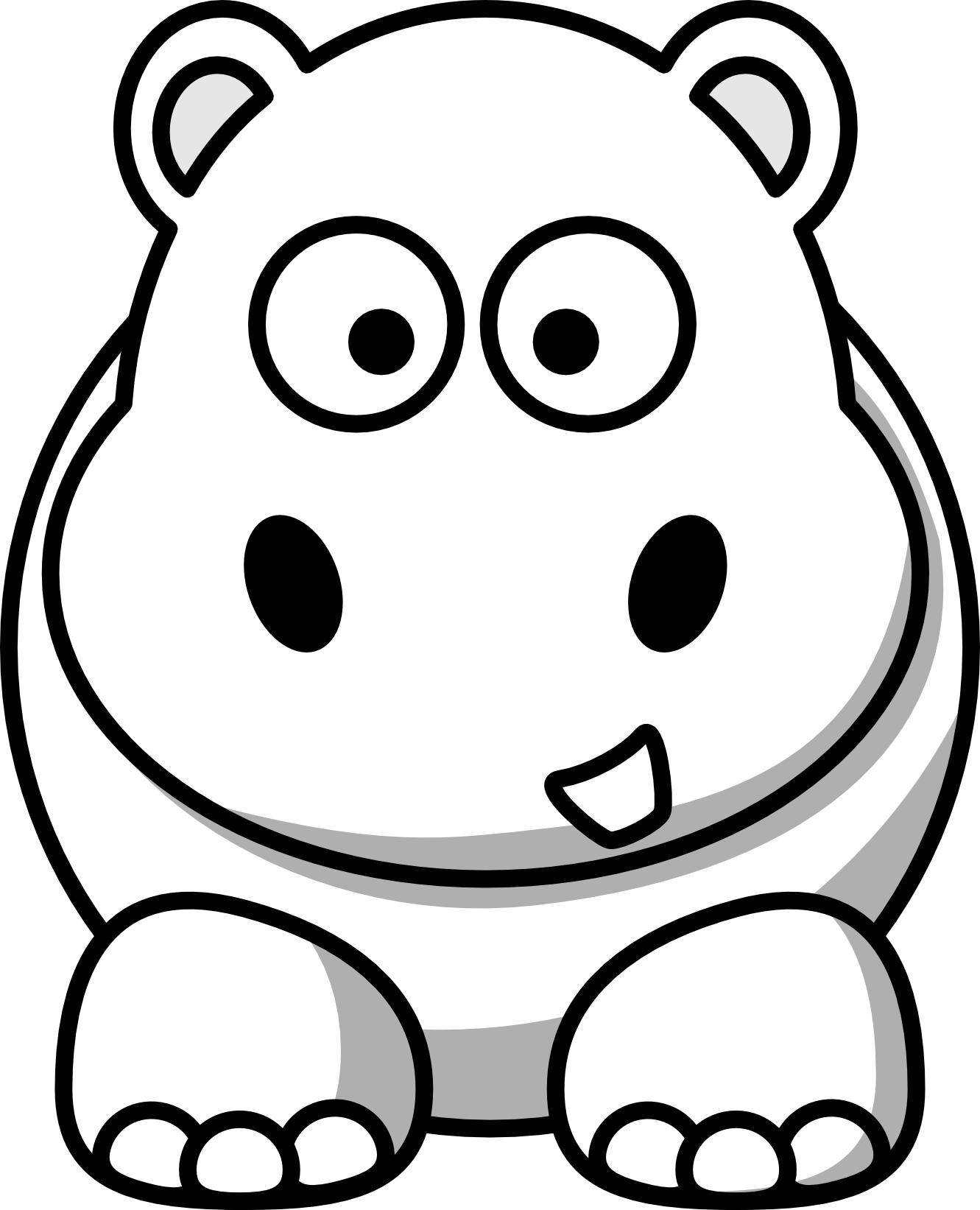 Hippo clip art black and white free clipart images 4