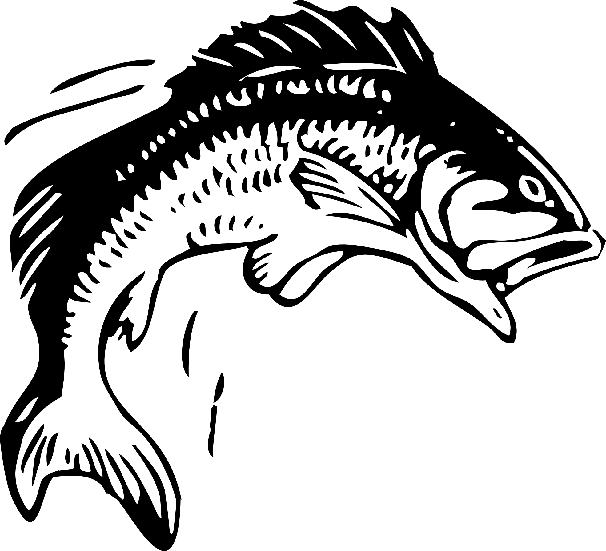 Trout black and white fish clipart