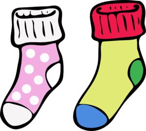 Clip art on blue socks pajamas and clothes