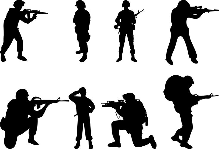 Army military vector graphics on military guns silhouette clip art
