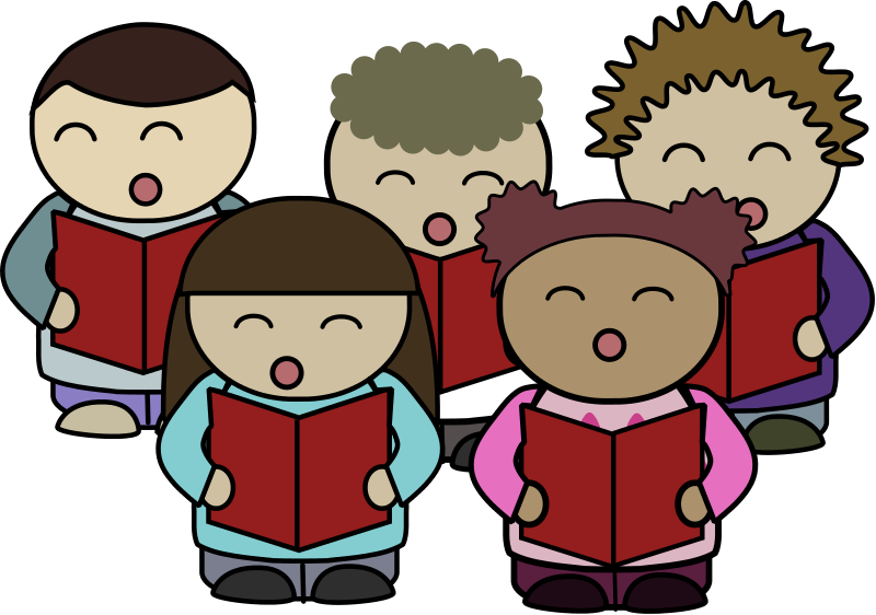 Free children singing in a choir clip art