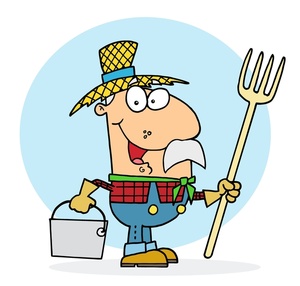 Farmer clipart image cartoon farmer with pitchfork and milk pail