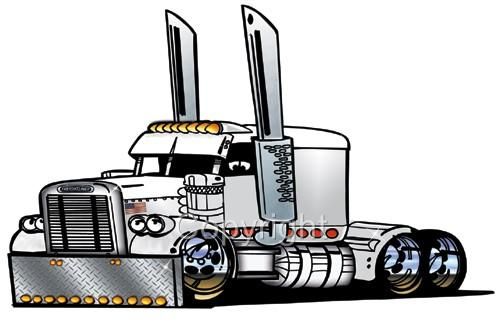 Big rig semi truck freight hauler cartoon shirt clip art