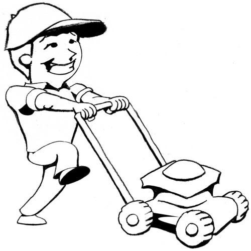 Lawn mower person mowing lawn clipart clipart kid