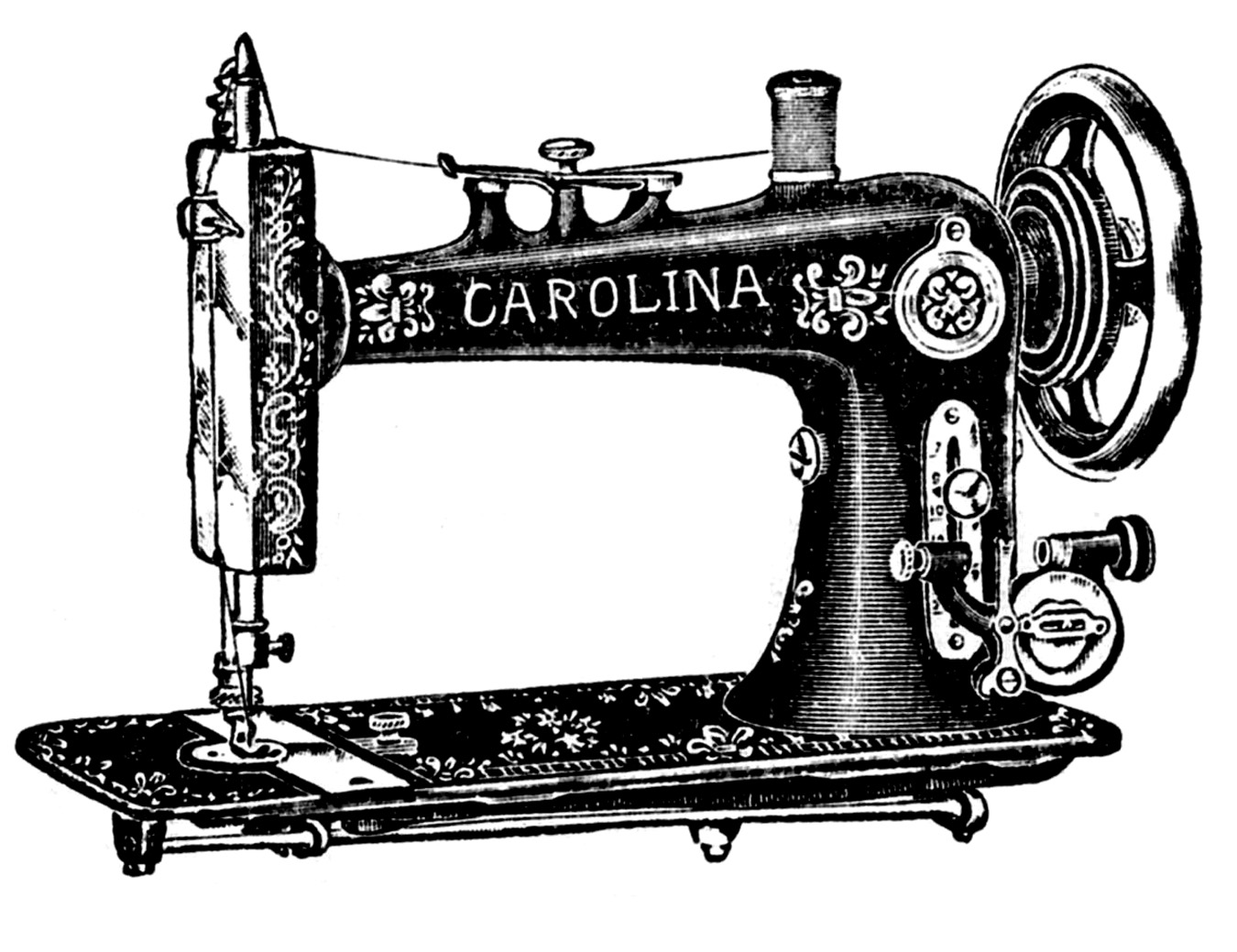 Vintage clip art antique sewing machine 