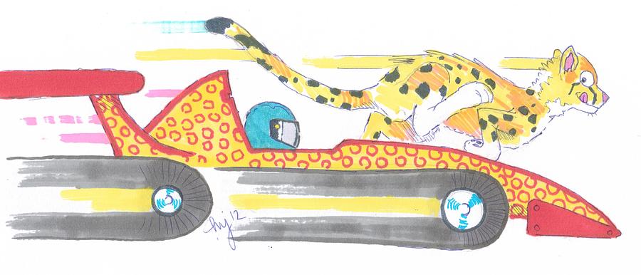 Cartoon cheetah race car and cheetah cartoon drawing by mike jory clip art