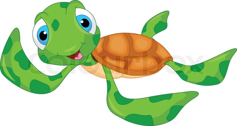 Cartoon sea turtle cute sea turtle cartoon vector colour clipart