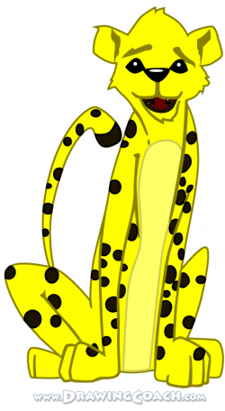How to draw a cartoon cheetah clip art