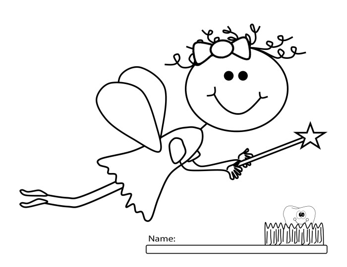 Tooth fairy colouring in printable tooth fairy clipart