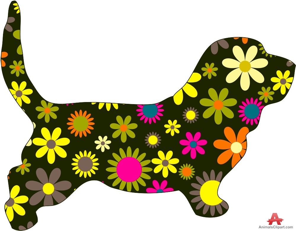 Dachshund dog with flowers paterns free clipart design download