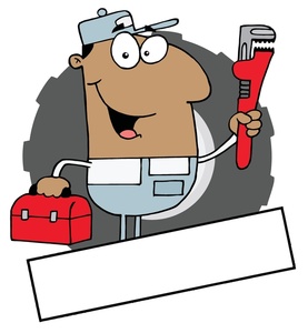 Toolbox plumber clipart image cartoon plumber with tool and pipe wrench