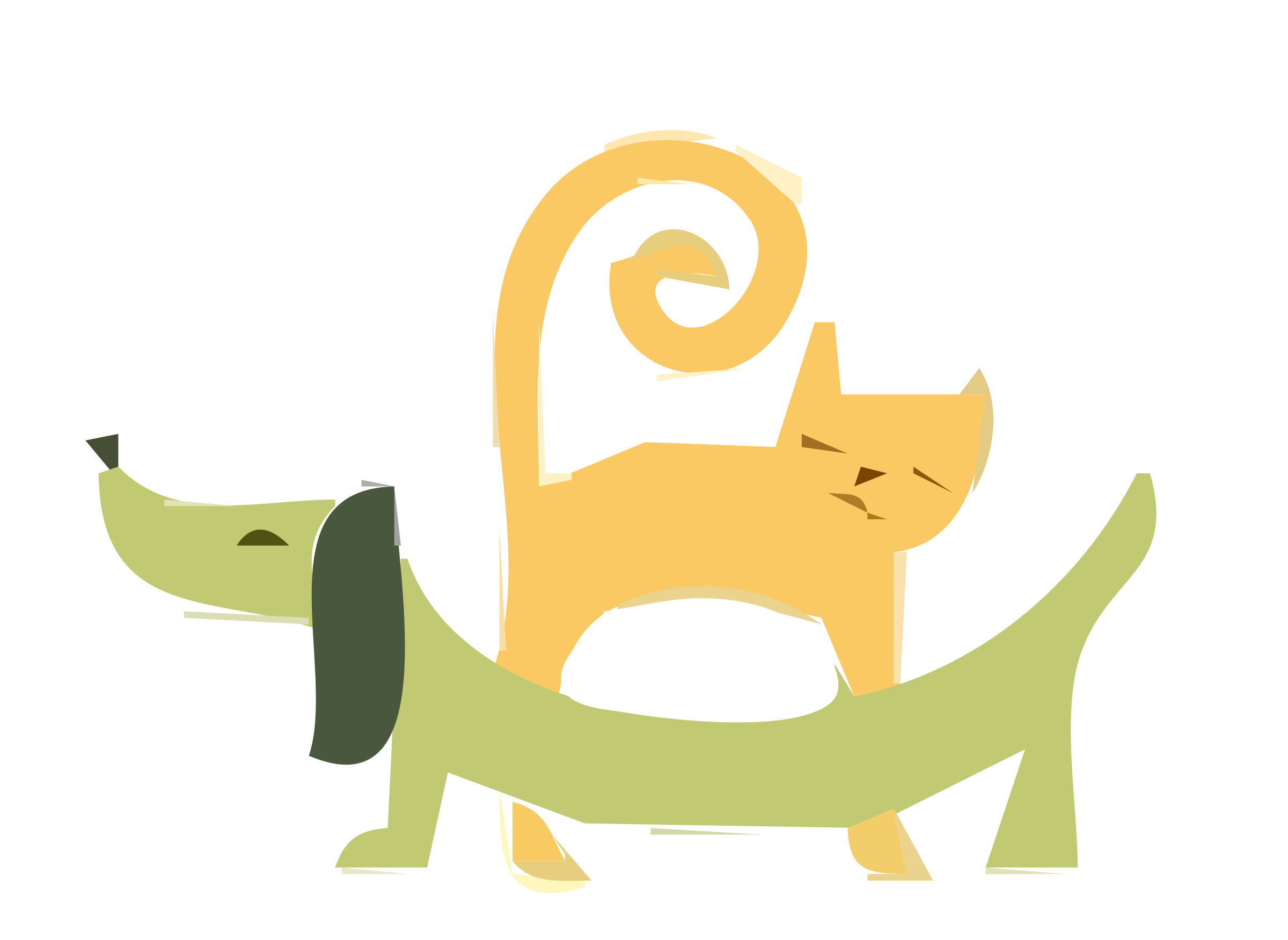 Yellow cat and green dachshund by alexanderalexander clipart kid