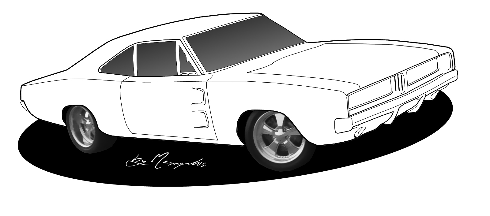 Muscle car drawing clipart